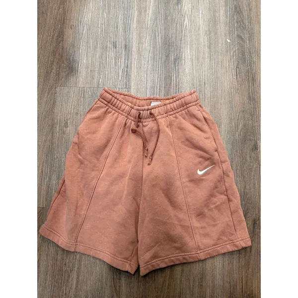Nike Sportswear Womens Fleece Pintuck‎ Shorts Rust Terracotta XS 3320 - Image 2