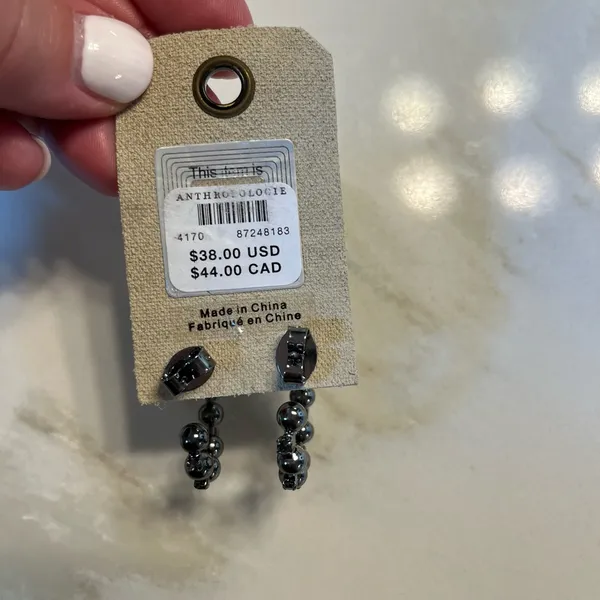 Anthropologie Metallic Beaded Earrings - Image 2