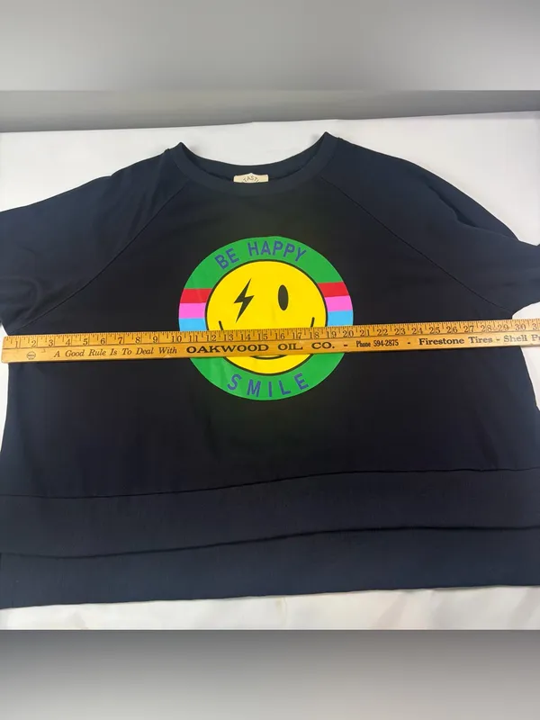 Fantastic Fawn Navy Pullover with Rainbow Smiley Graphic - Image 4