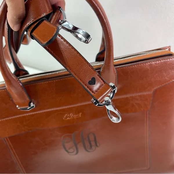 CLUCI Briefcase Work Bag Purse Brwn Shoulder Vegan Leather Laptop Padded Pocket - Image 10
