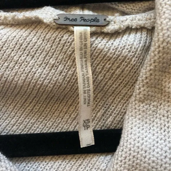 Free People Temptress Cowl Neck Sweater Light Gray Size XS Tassels Asymmetrical - Image 2