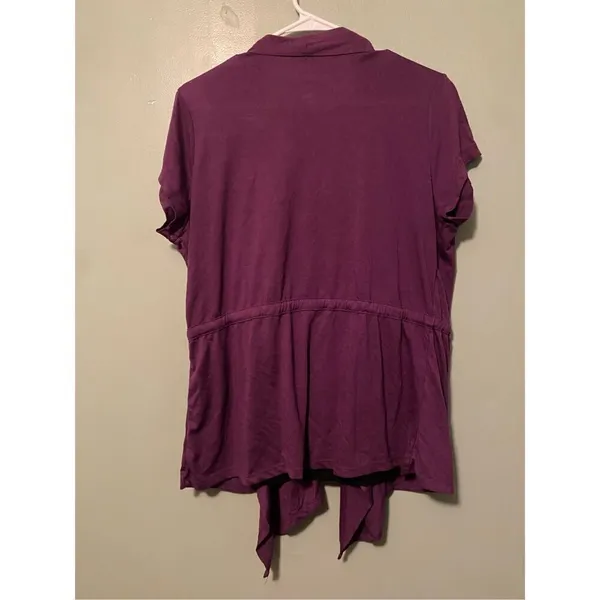 Mix & Co Purple Black Built In Tank Top Short Sleeve Cardigan Size 1X - Image 5