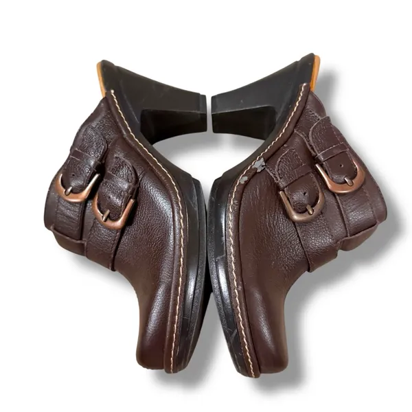 Bjorndal Juliana Brown Leather Slip‎ On Buckle Heeled Mules Sz 6.5 - Image 4