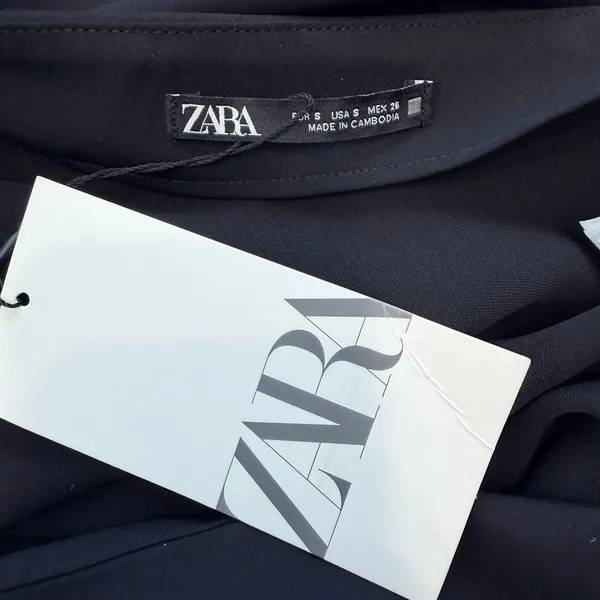 Zara Black Asymmetric Hem Midi‎ Skirt Small NWT Slit Minimalist Business Casual - Image 7
