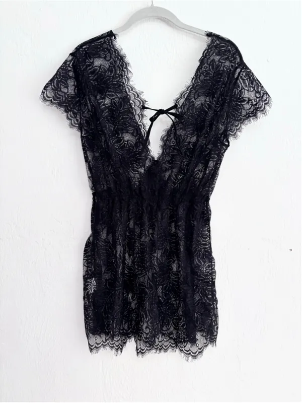 Women's Avidlove Black Lace Chemise Sleepwear Size M New - Image 2