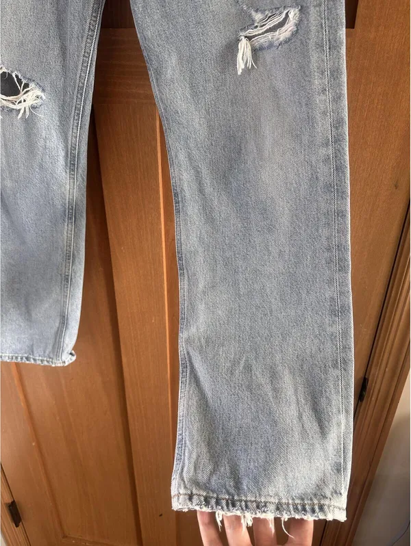 AGOLDE 90's Mid Rise Loose Fit in Captured Wash Distressed Button Fly Women’s 24 - Image 5