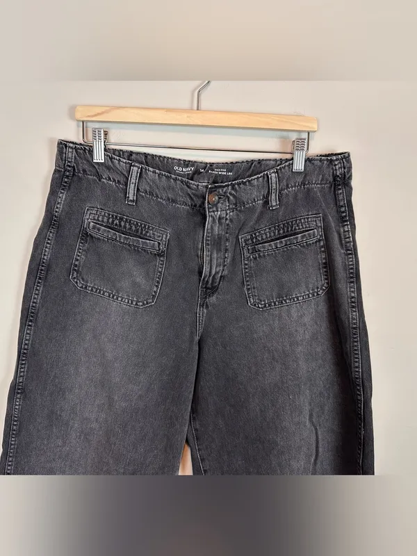 Old Navy Drapey Denim High Rise Baggy Wide Leg Jeans Black Size 14 - Image 2