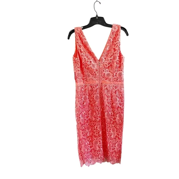 ASOS Paper Dolls‎ Coral Lace V Neck Bodycon Pencil Cocktail Dress Sz 8 NWT - Image 3