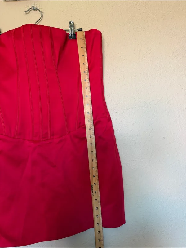 House of CB Laila Red Satin Strapless Hourglass Cocktail Mini dress Size M NWOT - Image 14