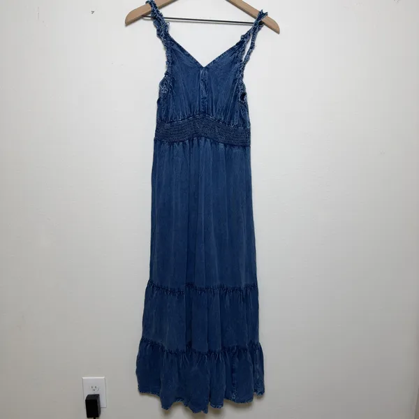 Lapogee Women Babydoll Maxi Denim Dress XL Tiered Boho Fairy Grunge Indie Sleaze - Image 3