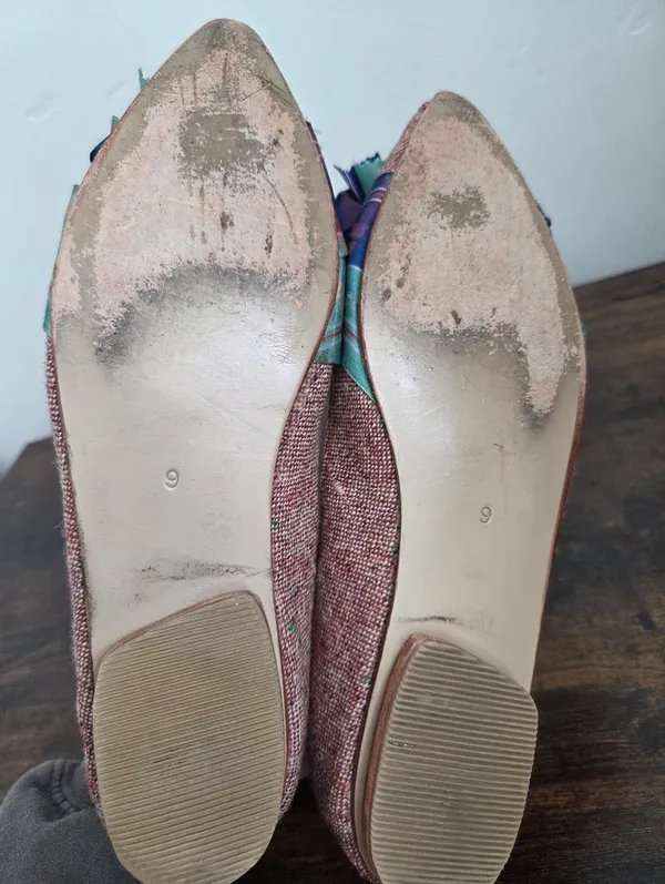 Mere Ballet Flat Shoe Bows Tweed Colorful Ecentric Artsy Fun Statement Size 9 - Image 7