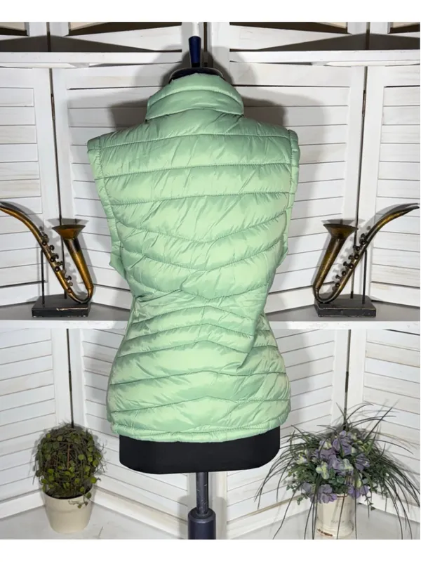 Roosevelt light green puffer vest quilted fleece lined outerwear hiking skiing L - Image 2