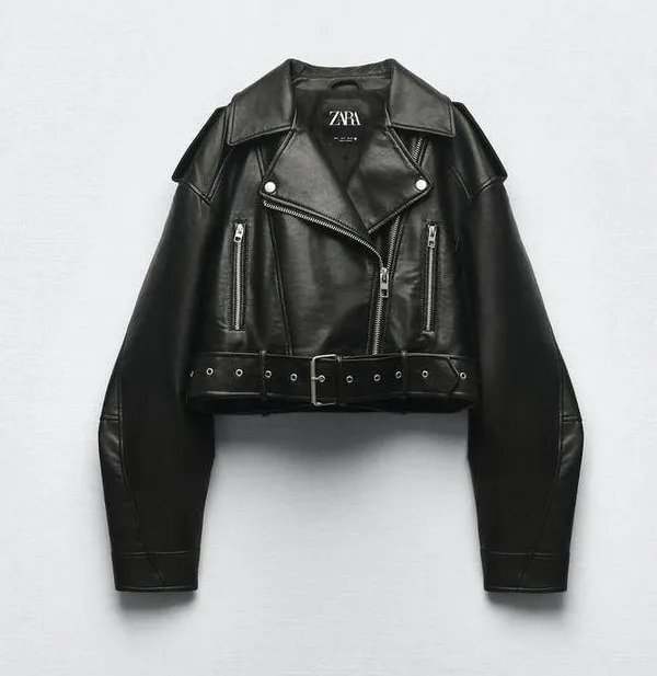 ZARA jacket biker faux leather cropped coat - Image 10