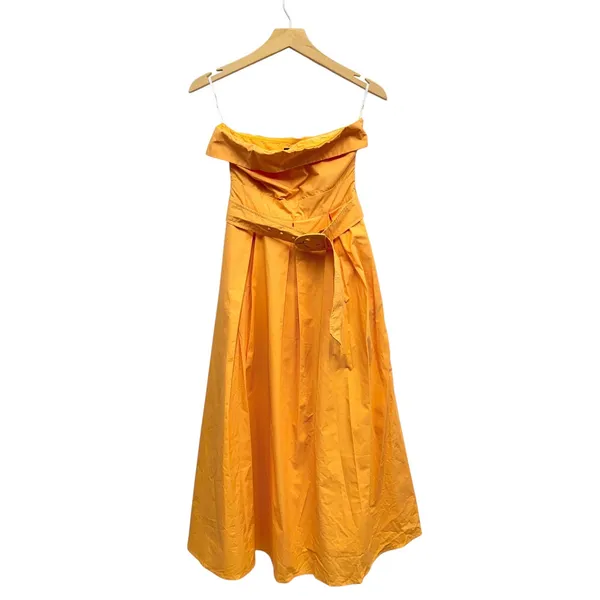Lulus Trendsetting Choice Orange Strapless Midi Dress With Pockets size L NWT - Image 4