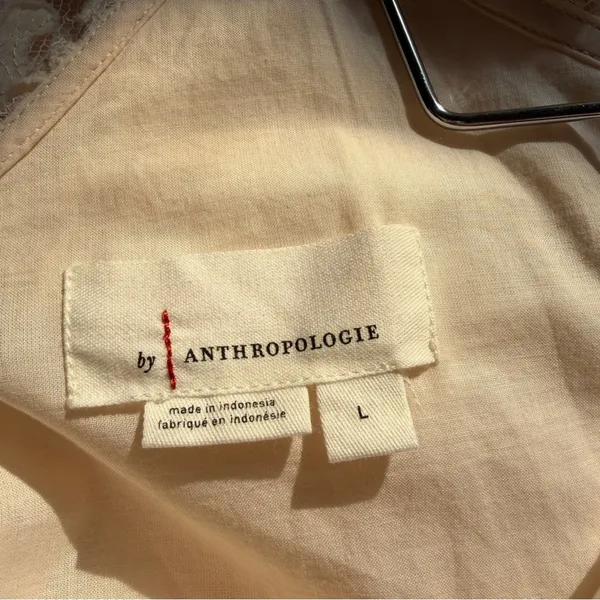 Anthropologie Textured Off The Shoulder Lace Blouse Cream Large - Image 7