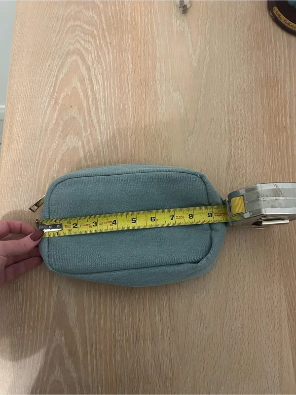 Daisy Embroidered Travel Pouch in Light Teal - Image 4