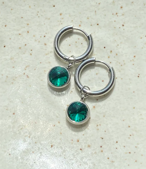 stainless steel green simple minimalist hoop earrings💚 - Image 5