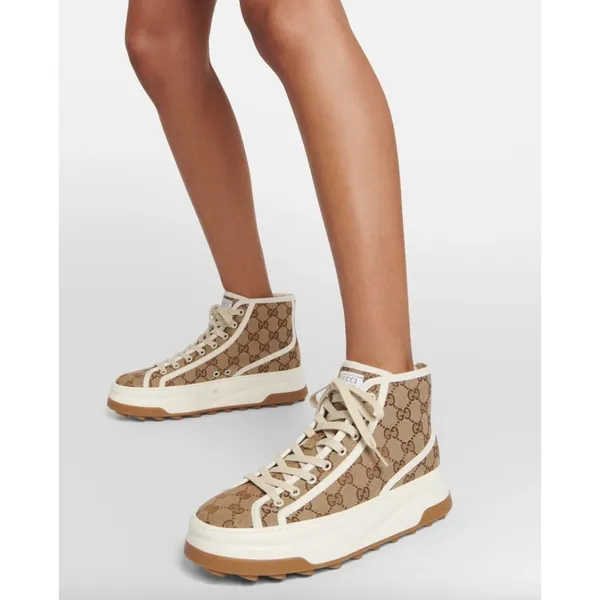 Gucci GG Canvas‎ Platform High Top Sneakers Beige Size 37.5 - Image 2