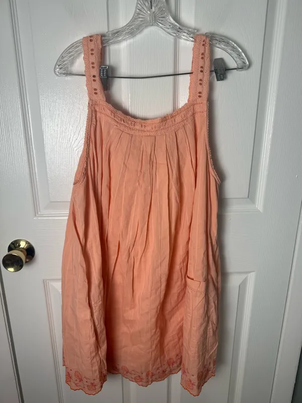 Free People Latecia Embroidered Cotton Mini Dress in Spring Melon XL - Image 3