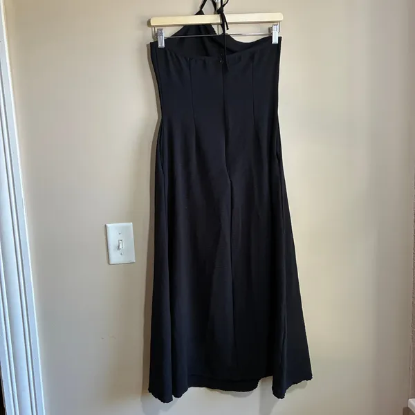 Unbranded Halter One Shoulder Midi Dress Small Black Womens Stretch Crinkle - Image 8