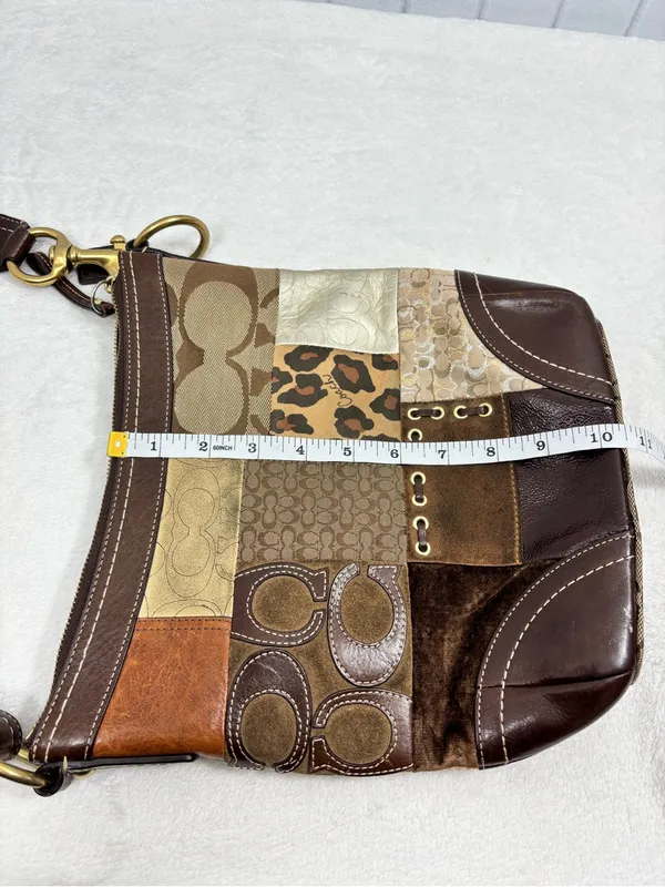 Vintage Coach Y2K Patchwork Signature Leather Suede Crossbody Bag - Image 11