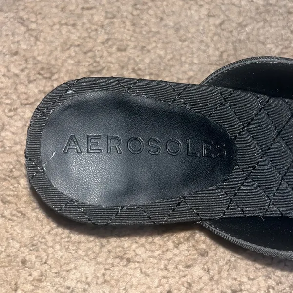 Aerosoles Juju Pointed Toe Mule Bow Gold Metallic Heel‎ Black Fabric 11 - Image 7
