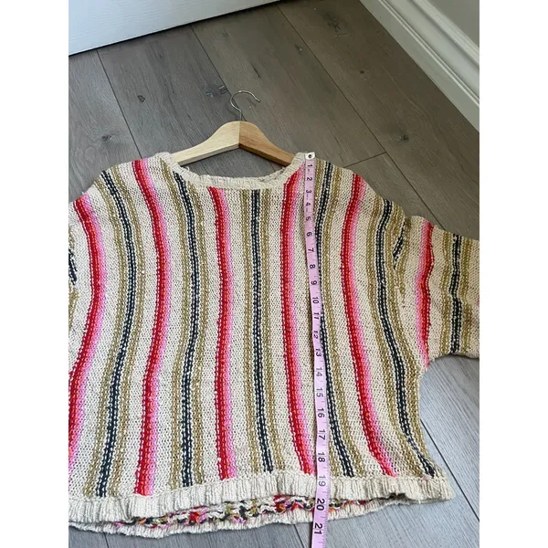 Billabong Women’s Large She’s A Trip Striped knit Pullover Sweater cropped - Image 5
