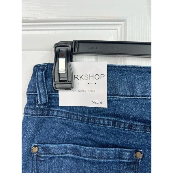 WORKSHOP Republic Jeans Size 6 Dark Blue High Rise Cuffed Skinny Ankle Stretch - Image 7