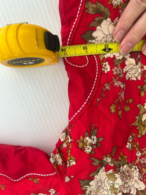 Tang Chao Red Floral Qipao Cheongsam Dress Cotton Mandarin Collar Size M - Image 14