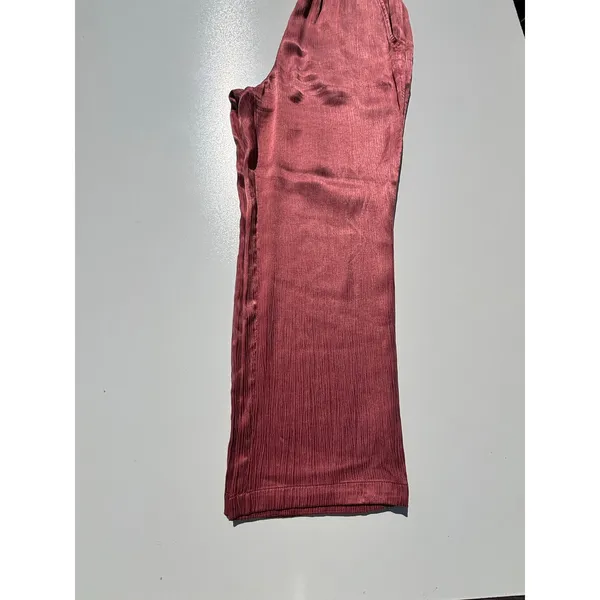 Soft Surroundings Dark Rose Cupro Crinkle Wide Leg Pull on Pants M - Image 10