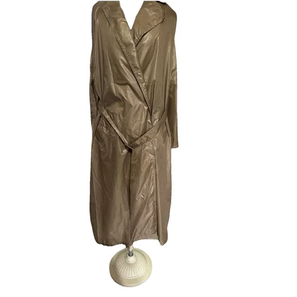 THE TOTES COAT Tan Button Up Midi Water Repellent Vintage Style One Size - Image 9