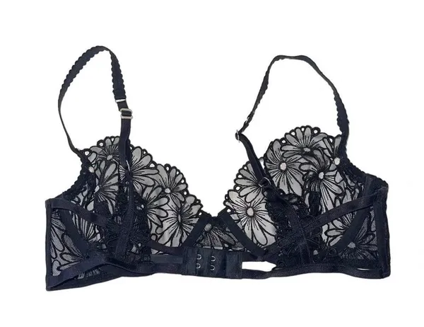 For Love and Lemons Lilou Bra Black Sheer Floral Lace Balconette - Image 5