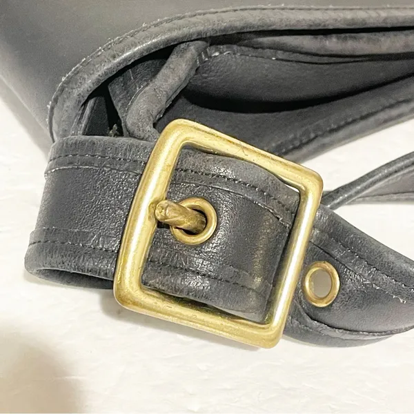 Vintage Coach‎ Black Leather Patricia Saddle Flap Crossbody Messenger Bag 9951 - Image 3