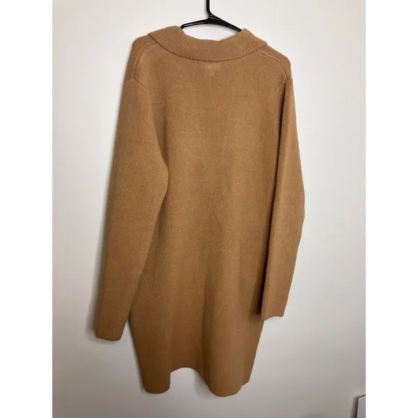 Liz Claiborne Cardigan Women M Brown Good Longline Open Front Pocket Sweater - Image 5
