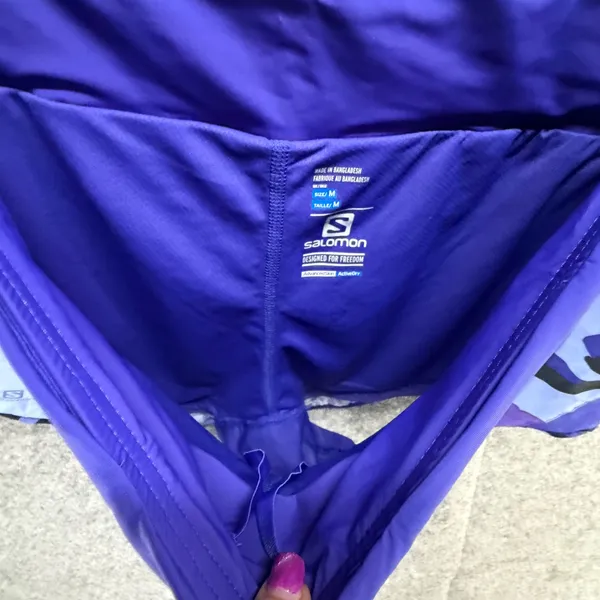 Salomon Elevate 2 in 1 Running Shorts Womens M Purple Abstract Print Athletic - Image 4