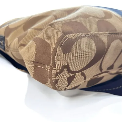 COACH Crossbody‎ Signature Foldover - Khaki/Navy F23304 Jacquard Tote - Image 9