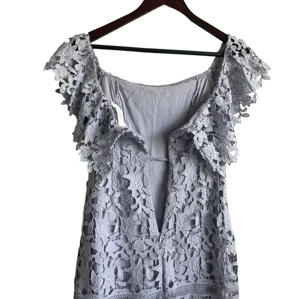 ASTR Off Shoulder Lace Mini Dress S Lavender Scalloped Hem Romantic Coquette‎ - Image 6