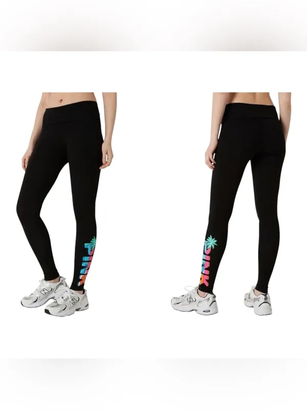 VS PINK Cotton Fold Over Tropical Palm Leggings! - Image 2