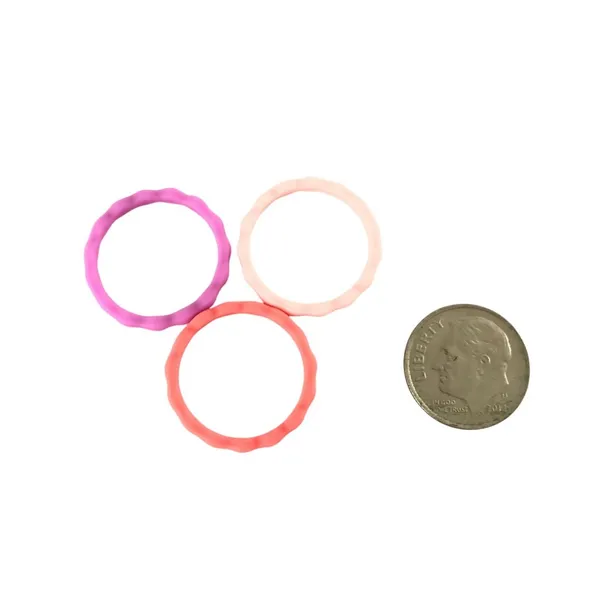 Lot of 3 Silicone Wedding Rings for Women Pink Purple Coral Size 7 - Image 2