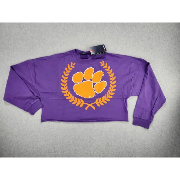Womens Clemson Tigers Laurels Crop‎ Long Sleeve T-Shirt Spirit Jersey Sz SMALL - Image 2