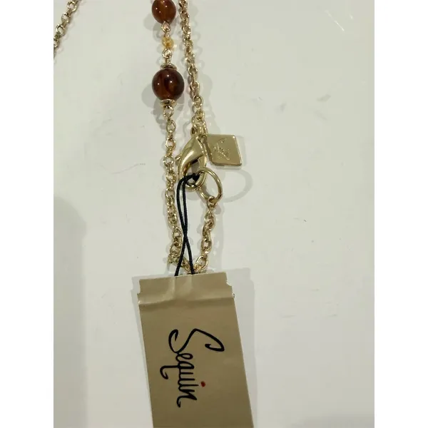 $38 Nordstrom 32 inch Long Station Beaded Necklace Brown Amber Marbled Beads - Image 4