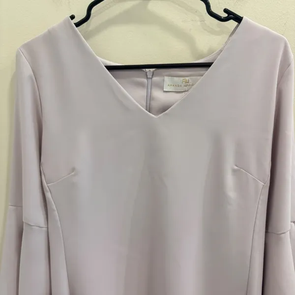 Amanda Uprichard Lilac Bolton Split‎ Bell Sleeve V-Neck Mini Shift Dress Medium - Image 4