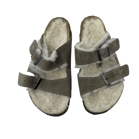 BIRKENSTOCK Arizona Shearling in Iron grey & Natural sz 36 L 5 - Image 2