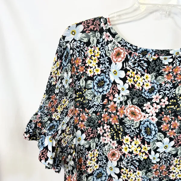 Loft Plus Size‎ 14 Dress Modest Cottagecore Ruffle Shift Smocked Feminine 1819 - Image 6
