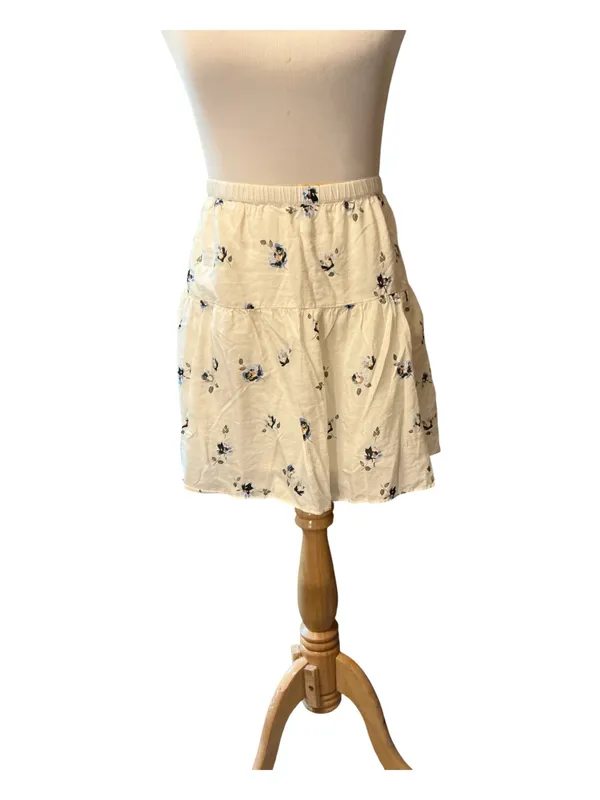 Universal Threads Floral Tiered Ruffle Mini Skirt Cream Blue Size XL - Image 2