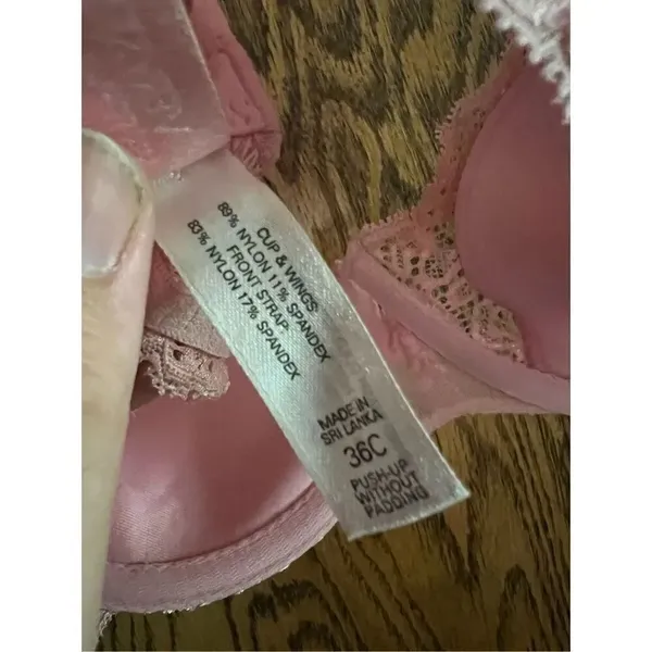 Very Sexy Victorias Secret Cup And Wings Pink Bra Push Up Without Padding 36C - Image 9