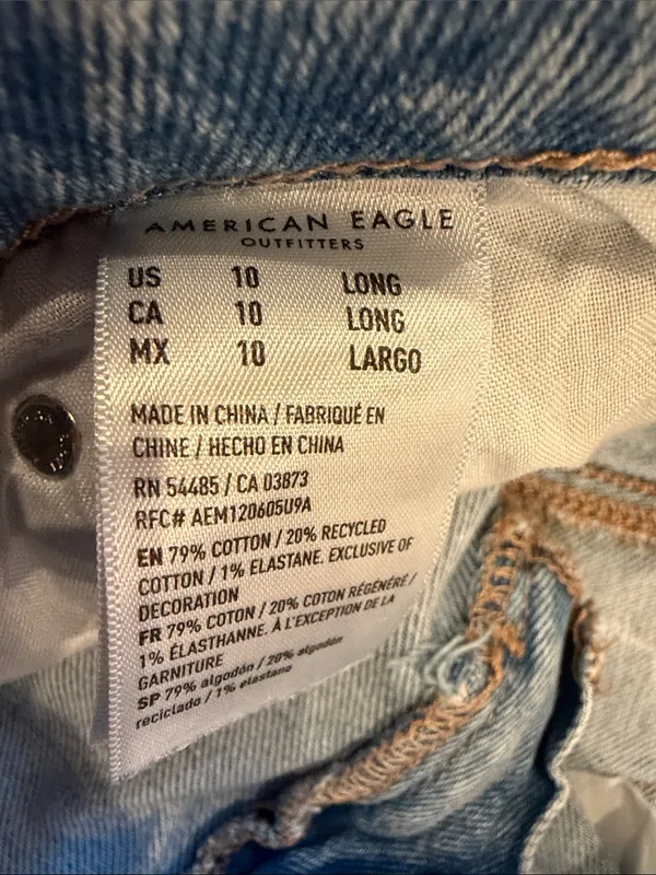 American Eagle Stretch Light Blue Straight Leg Jeans Size 10 Long - C66-017 - Image 4