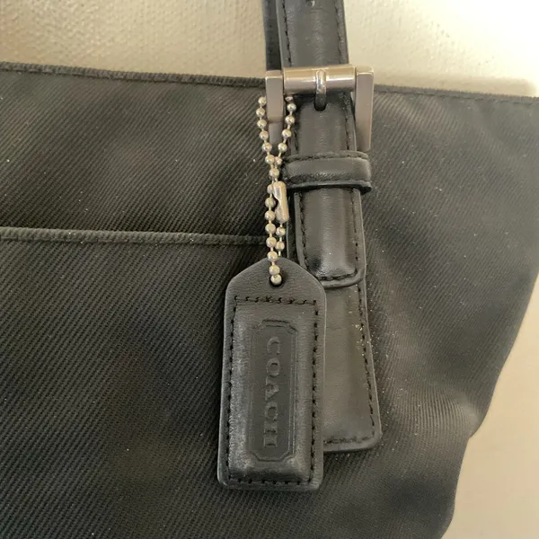 Vintage Coach F3K-9321 Black Twill Leather Trim Tote Shoulder Bag Y2K - Image 11