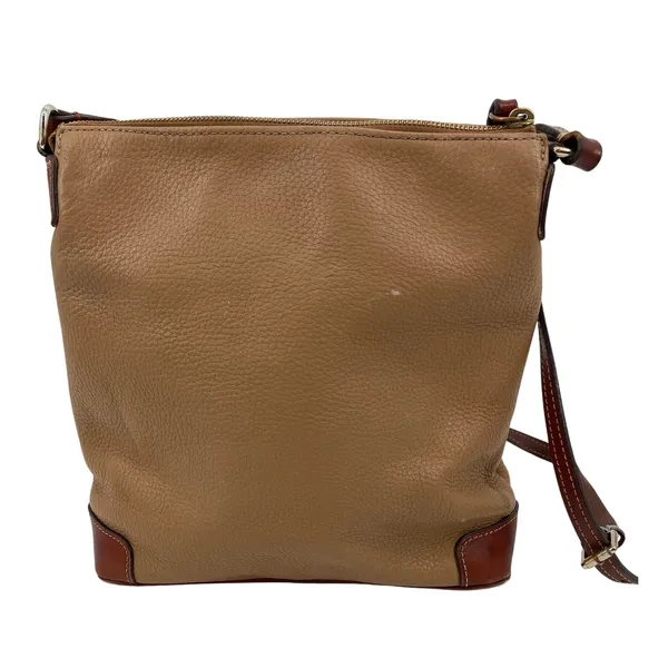 Dooney & Bourke Crossbody Bag‎ Leather Tan Brown Trim Zip Pocket Purse - Image 2