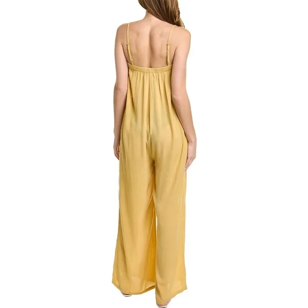 WeWoreWhat Women's Yellow Sleeveless Cami Camisole Wide Leg Romper Jumpsuit L - Image 2